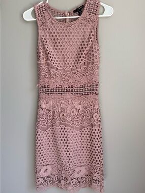 Aqua Dusty Rose Lace Midi Dress